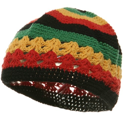 Hand Crocheted Beanie (02)-Rasta W16S27C
