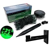 from SuperLED SuperLED Solar 60 Green LED Light String NEW MULTI EFFECT + FREE FENCE/WALL MOUNT + SPIKE Model SLED-SOL60GR