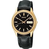 Seiko Mens Black Leather Strap Watch #SGG490 by Seiko