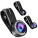 KIPRUN Phone Camera Lens, 0.4 X 138 b0 HD Super Wide Angle Lens + 195 b0 Fisheye Lens + 15X Macro Lens,Clip-On 3 IN 1 Professional HD Cell Phone Lens for iPhone X/8/7/6/6s plus SE Samsung & HTC