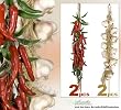 Two 25" Strings of 27 Red and Green Chili and Two 24" Strings of 12 Garlic NEW