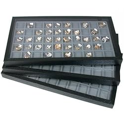 6 Jewelry Box Display Cases Gray 50 Slot Inserts New