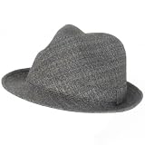 New Classic Jacquard Plaid Stingy Fedora Trilby Hat Gray Large