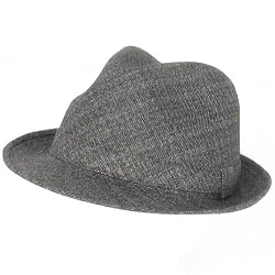 CLASSIC JACQUARD PLAID STINGY FEDORA TRILBY HAT GRAY LARGE