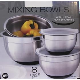 Covered Stainless Steel Non-Skid Bowls - 8 pc.