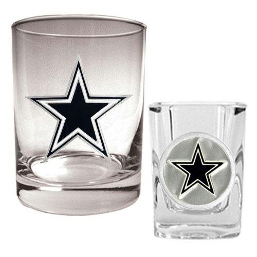NFL Dallas Cowboys Rocks Glass & Shot Glass Set - Primary Logo