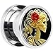 Body Candy Stainless Steel Red Rose Skeleton Screw Fit Plug Pair (5mm to 20mm)