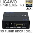 Ligawo � HDMI Splitter 2 fach - Generation II + Enhanced 3D Signal Unterst�tzung/ HDMI Kabel Verteiler 1 zu 2 Y-Adapter 1080p FullHD HDMI HighSpeed 2-fach/ 2-port/ 1 an 2 + Netzteil + Verst�rker