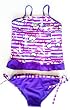 Girls 4-6X Ruffle 2PC Tankini Swimsuit - Purple Love Print