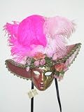 Venetian Carnival Wall Mask with Pink Hat and Pink Feathers