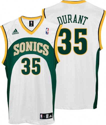 Kevin Durant Jersey: adidas White Replica #35 Seattle Sonics Jersey