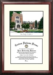 Purdue University Scholar Scholar Mahogany Framed Lithograph w/Diploma Opening