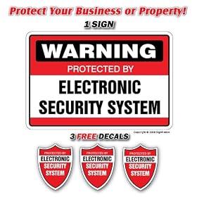 SECURITY SYSTEM SIGNS ~1 Sign & 3 Free Decals~ alarm