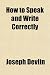 Books : How to Speak and Write Correctly