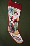 Gorgeous Handmade Christmas Wool Needlepoint Stocking-satan Claus & Gifts