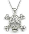 Bling Crystal Ice Skull Silver Tone Pendant Necklace