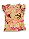 Kyds - Girls Cap Sleeve Tee, Tan, Multi