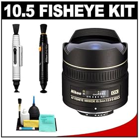 Nikon 10.5mm f/2.8 DX AF ED Fisheye-Nikkor Lens + Nikon Lens Cleaning System + Accessory Kit for Nikon D300s, D300, D200, D90 & D80 Digital SLR Cameras