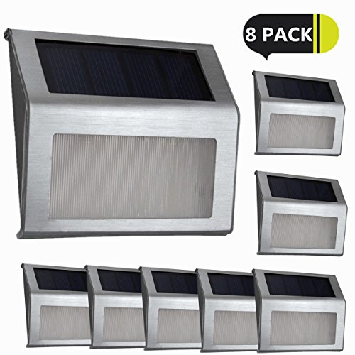Solar Light,Elelink Outdoor Stainless Steel LED Solar Step Light; Illuminates Stairs, Deck, Patio, Etc(8 PACK)