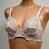 Orlfa Pink Floral Lacy Sheer C Thru Bra #2500 sz 34B