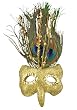 Gold Glitter & Sequin Peacock Masquerade Christmas Ornament