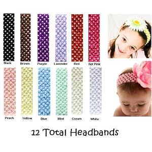 My Little Noggin 1.5 baby girls crochet headbands (12 Total)