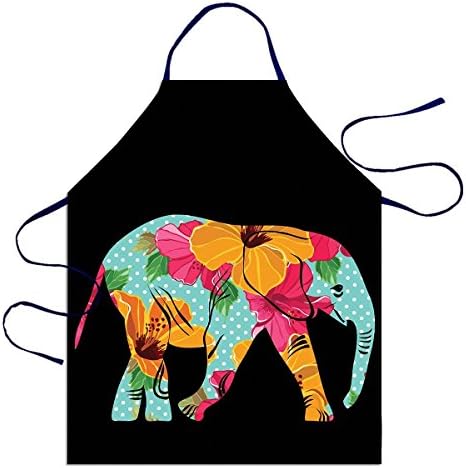 NLBH Designs Fashion Personalized Customs Cartoon Elephant 100% Polyester Unisex Kitchen Aprons For Cooking And Barbecue