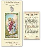 Pewter Catholic Patron Saint St Raphael the Archangel w/ Prayer Card