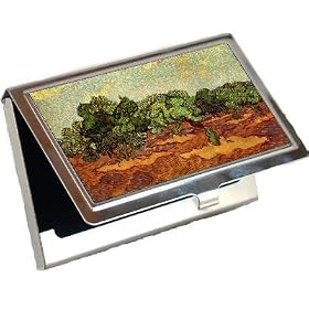 Olive Grove Pale Blue Sky By Vincent Van Gogh Business Card Holder