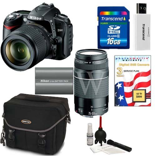 Nikon D90 Digital SLR Camera with 18-105mm AF-S DX VR Nikkor Lens [Outfit] + Nikon 70-300mm Lens + Transcend 16GB Memory Card + Willoughbys Bonus Kit