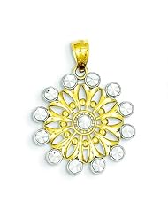 14K Two Tone Gold Starburst Pendant Charm Jewelry