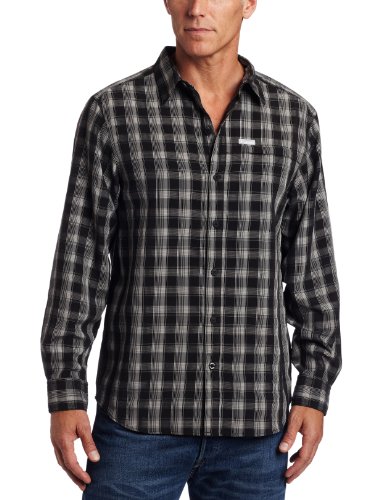 Columbia Mens Pearson Field Long Sleeve Shirt, Black, Large