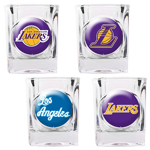 NBA Los Angeles Lakers Four Piece Square Shot Glass Set (Individual Logos)