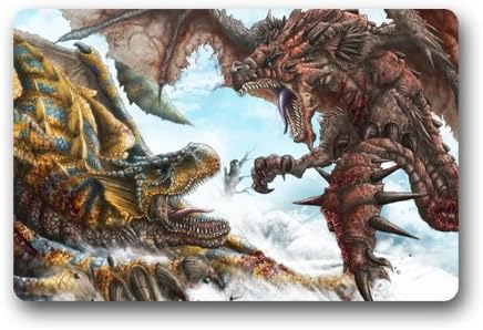 Rathalos Tigrex Monster Hunter Custom Outdoor Indoor Doormat Personalized Design Machine-Wahable Neoprene Rubber Doormat 23.6x15.7 Inch