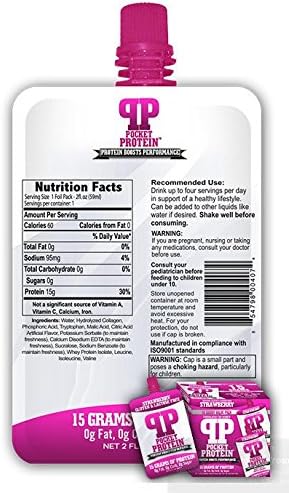 Pocket Protein 15g - Strawberry 10 Pack collagen infused protein helps build good nutrition