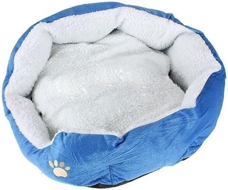 OALY Round or Oval Shape Dimple Fleece Nesting Pet Cat Bed Dog Kennel Blue