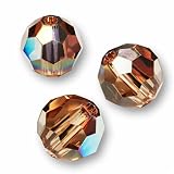 10 Round 6mm (5000) Swarovski Crystal Beads LIGHT SMOKED TOPAZ AB.