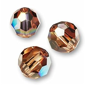 10 Round 6mm (5000) Swarovski Crystal Beads LIGHT SMOKED TOPAZ AB.