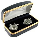 Cat Face Pewter Cufflinks Gift Boxed