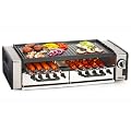 Multifunctional Stainless Steel Rotisserie Grill - Electric BBQ Grill and Kebab Grill - and Hot Dog or Sausage Roller With cast aluminium Hot Plate or Grill Plate.