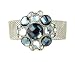 Bracelet - B179 - Glass & Crystal - Mesh Style with Adjustable Magnetic Closure ~ Round - Blk Diamond (Grey / Gray)