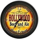 Hollywood 's Beer and Ale Black Cascading Pub Style Wall Clock