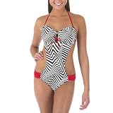 Xhilaration® Juniors Animal Print Monokini One Piece Swimsuit - Black/White/Red&nbsp;