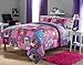YZ Adorable 3pc Girl Pink Purple Peace Sign Princess Leopard Puppy Kitten Full Queen Comforter Set