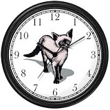 Siamese Cat Wall Clock by WatchBuddy Timepieces (Black Frame)