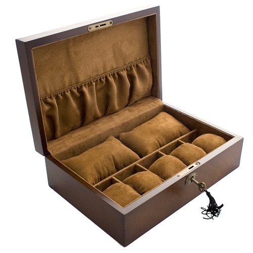 Vintage Wood Watch Box Display Storage Case Chest With Solid Top Holds 10+ Watches With Adjustable Soft Pillows and High Clearance for Larger Watches