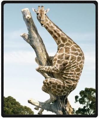 Funny giraffe climbing dry tree Soft Fleece Throw Blanket 50" x 60" (Medium) Really Cheap