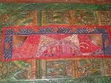 Pink Blue Beaded Antique Table Runner Wall Hanging Tapestry