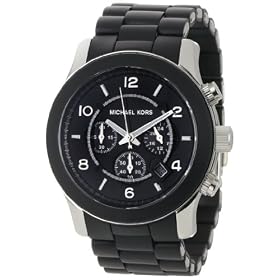 MICHAEL Michael Kors Men's Chronograph Black Polyurethane & Stainless Steel Bracelet Watch