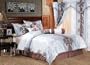 7 Pieces Light Blue with Brown and Off White Jacquard Floral Comforter Set Bed-in-a-bag Queen Size Bedding